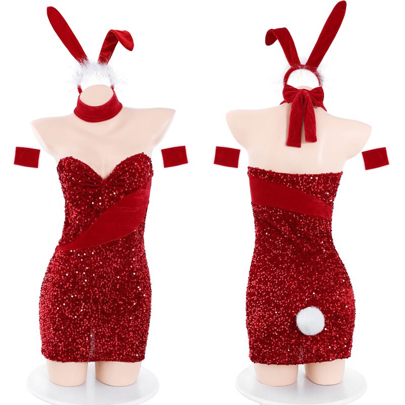 Christmas Velvet Bunny Girl Costume