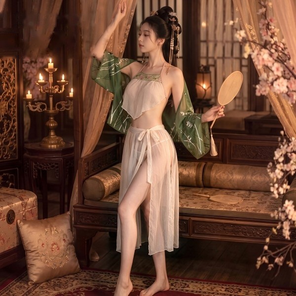 Tang Dynasty Dudou & Sheer Skirt Set