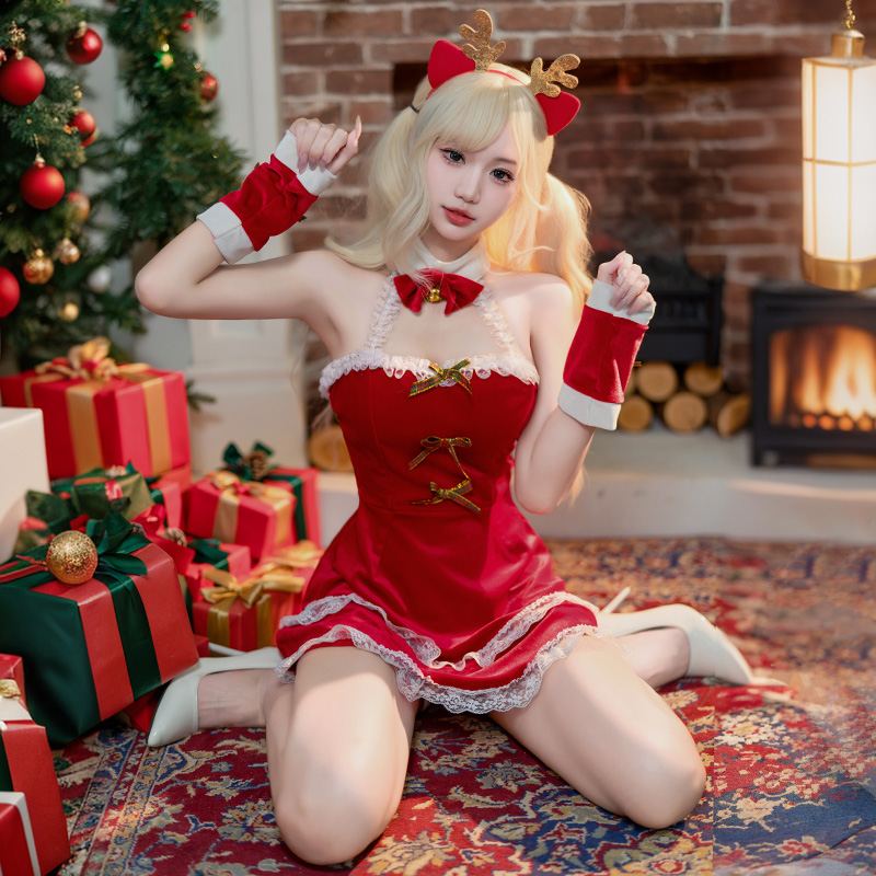 Velvet Christmas Bunny Costume